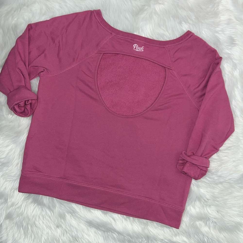 🩷 PINK Victoria’s Secret VS lightweight open back sweatshirt pink S
